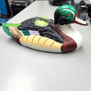 Vintage Ceramic Hand Painted Wood Duck